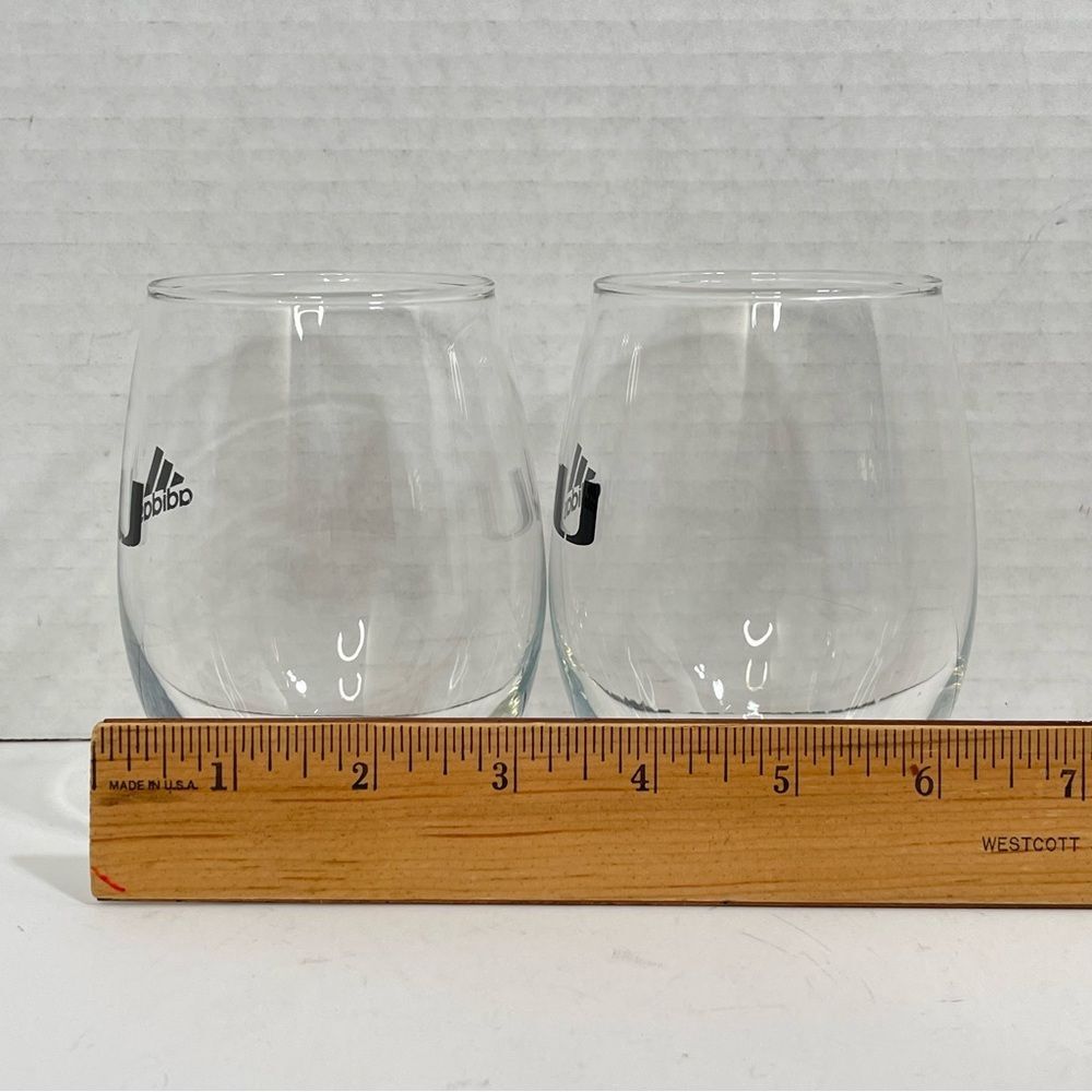 Adidas University of Miami Hurricanes Stemless Wine Glasses UM Clear Set of 2 - Picture 5 of 6